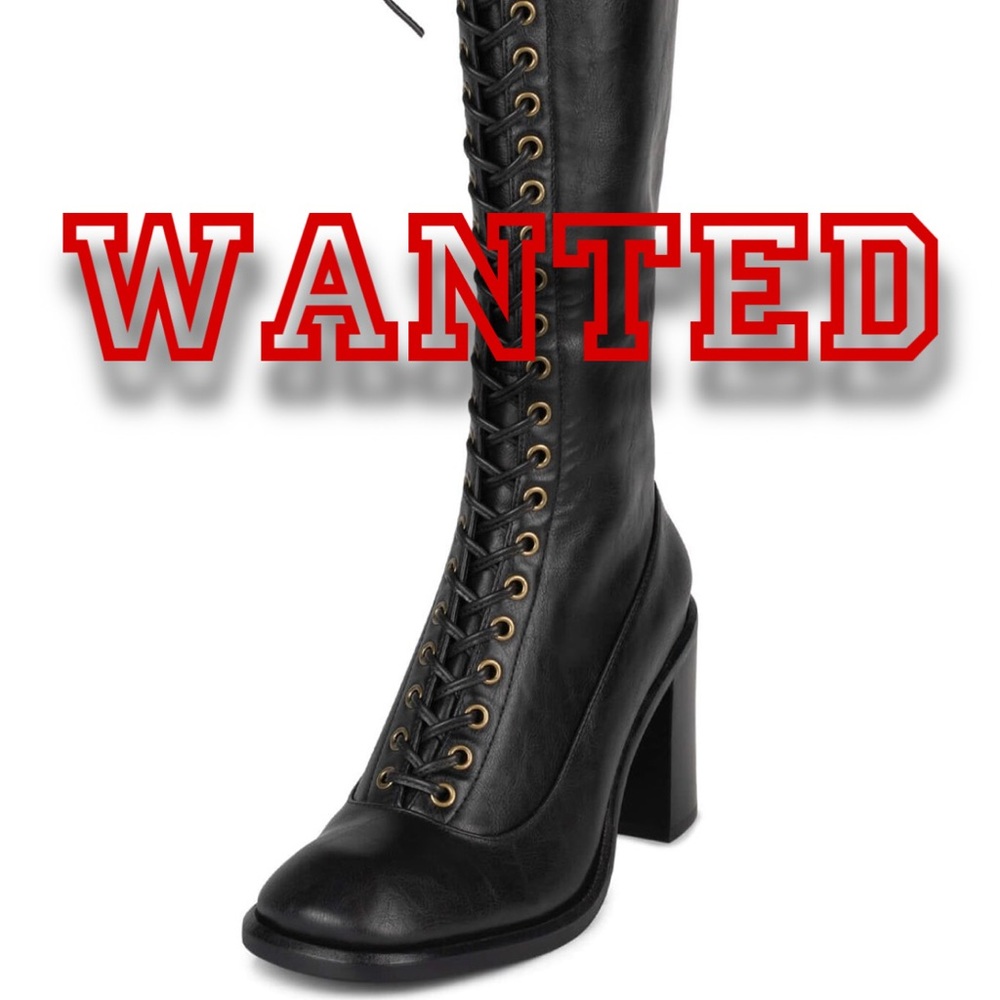 Jeffrey Campbell Engage 2.0 Lace Up Knee High Boots - BLACK - US 9